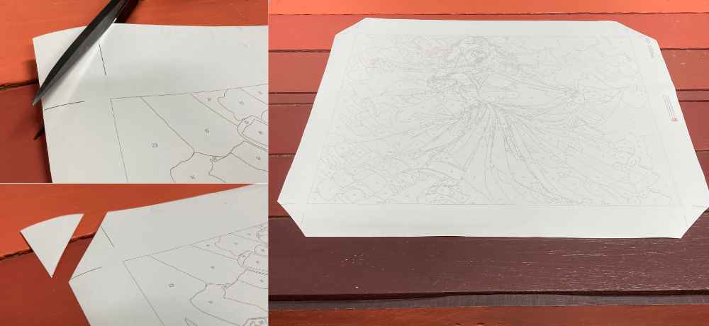 couper toile peinture par numéros pour monter sur chassis