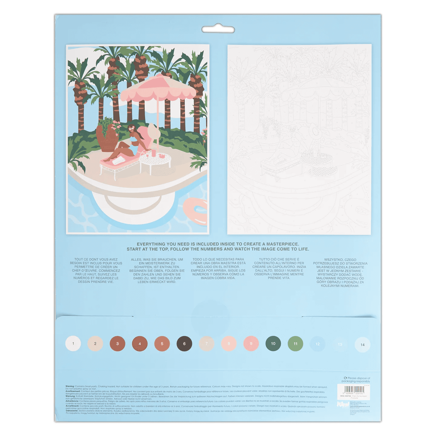 Schipper Peinture Par Numéros – Maison De Vacances En Bord De Mer – 24 X 30 Cm – Kit Complet Avec Pinceau Et 24 Peintures Acryliques