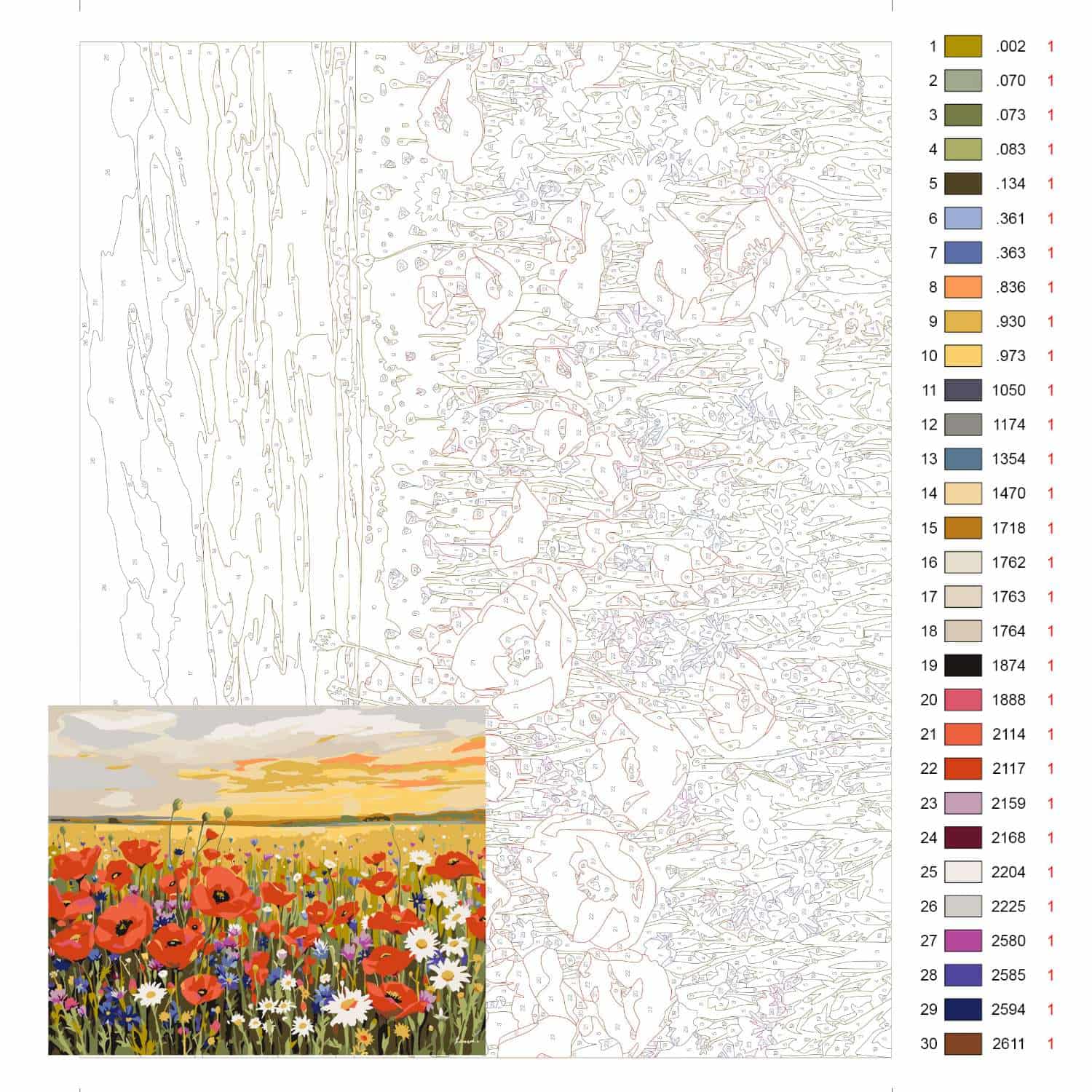 Kit Broderie Point De Croix RIOLIS 2080 Coquelicots De Feu - 40x40 Cm