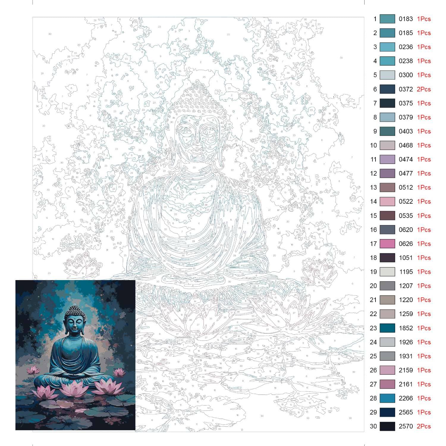DCIDBEI Peinture par Numéros Adultes Bouddha 40x50cm Peinture