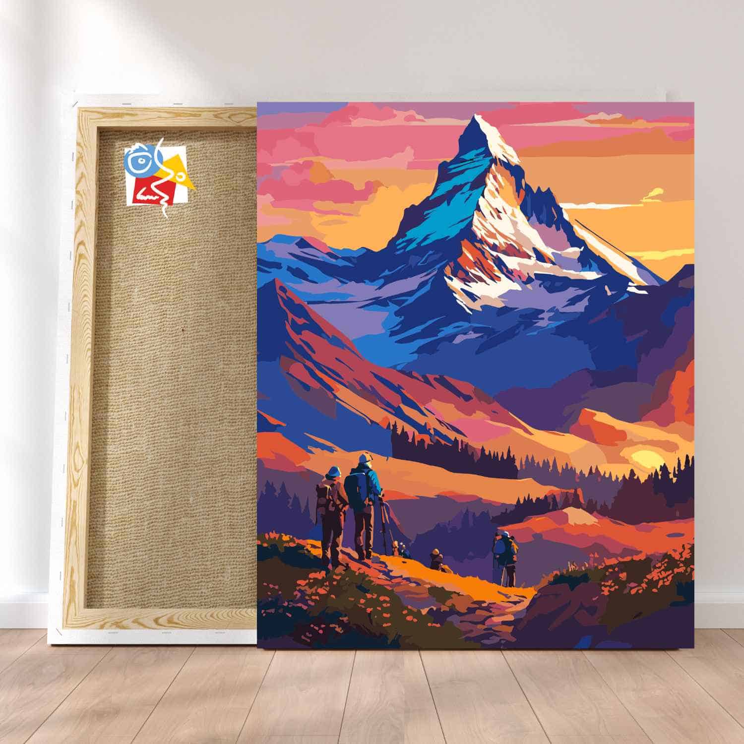 Lot De 4 Kits Peinture Par Numéros – Montagne Coucher De Soleil, 20x20 Cm, Avec Cadres, Pour Enfants 6-12 Ans