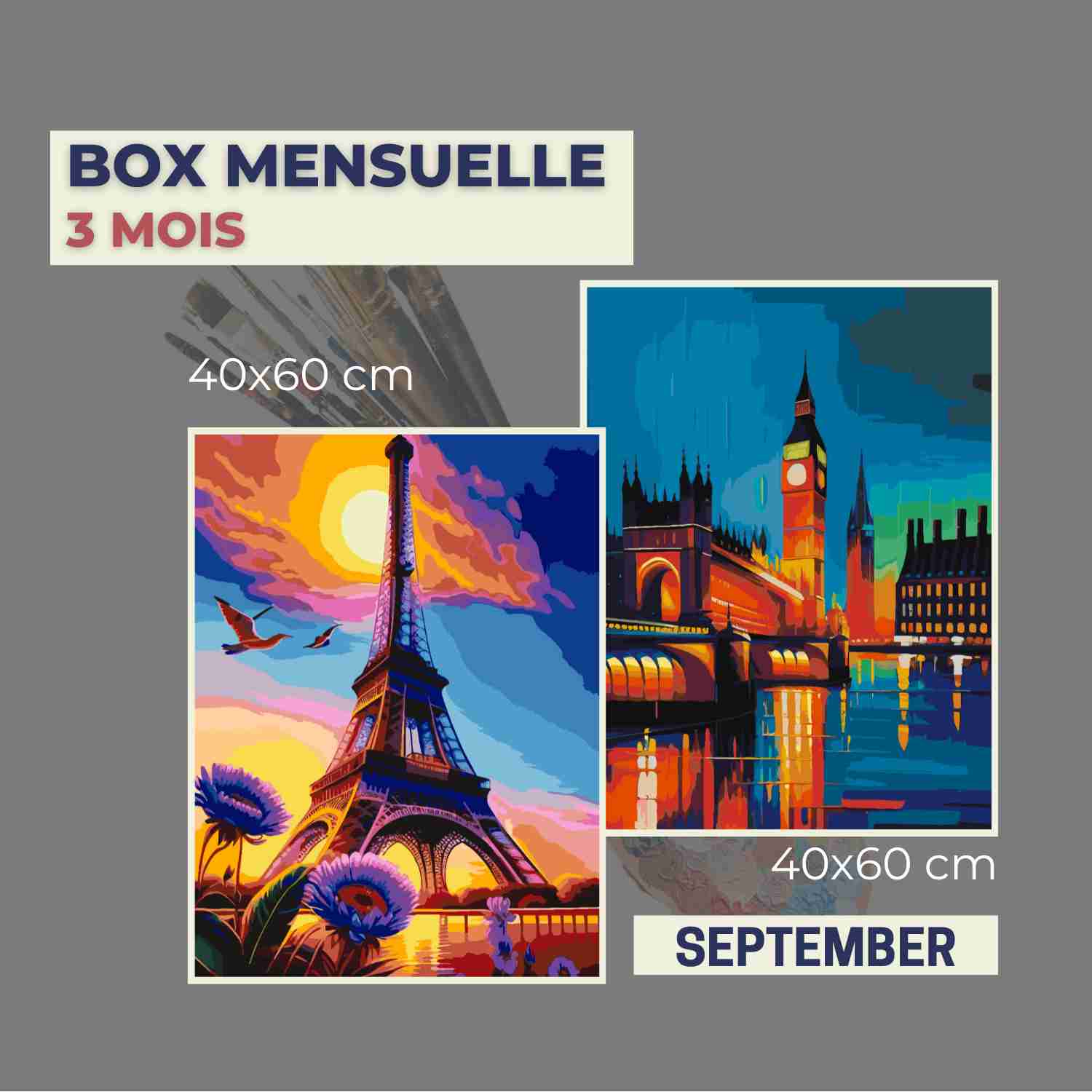 Box Mensuelle 3 Mois - 2 Kits De Peinture Par Numéros Inédits