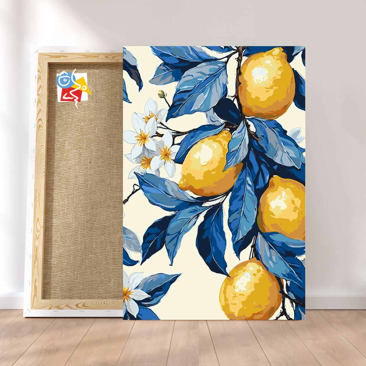 Kit Peinture Par Numéros Citrons Fleurs Pour Adultes - Toile 30x40 Cm, Pinceaux, Peintures Acryliques