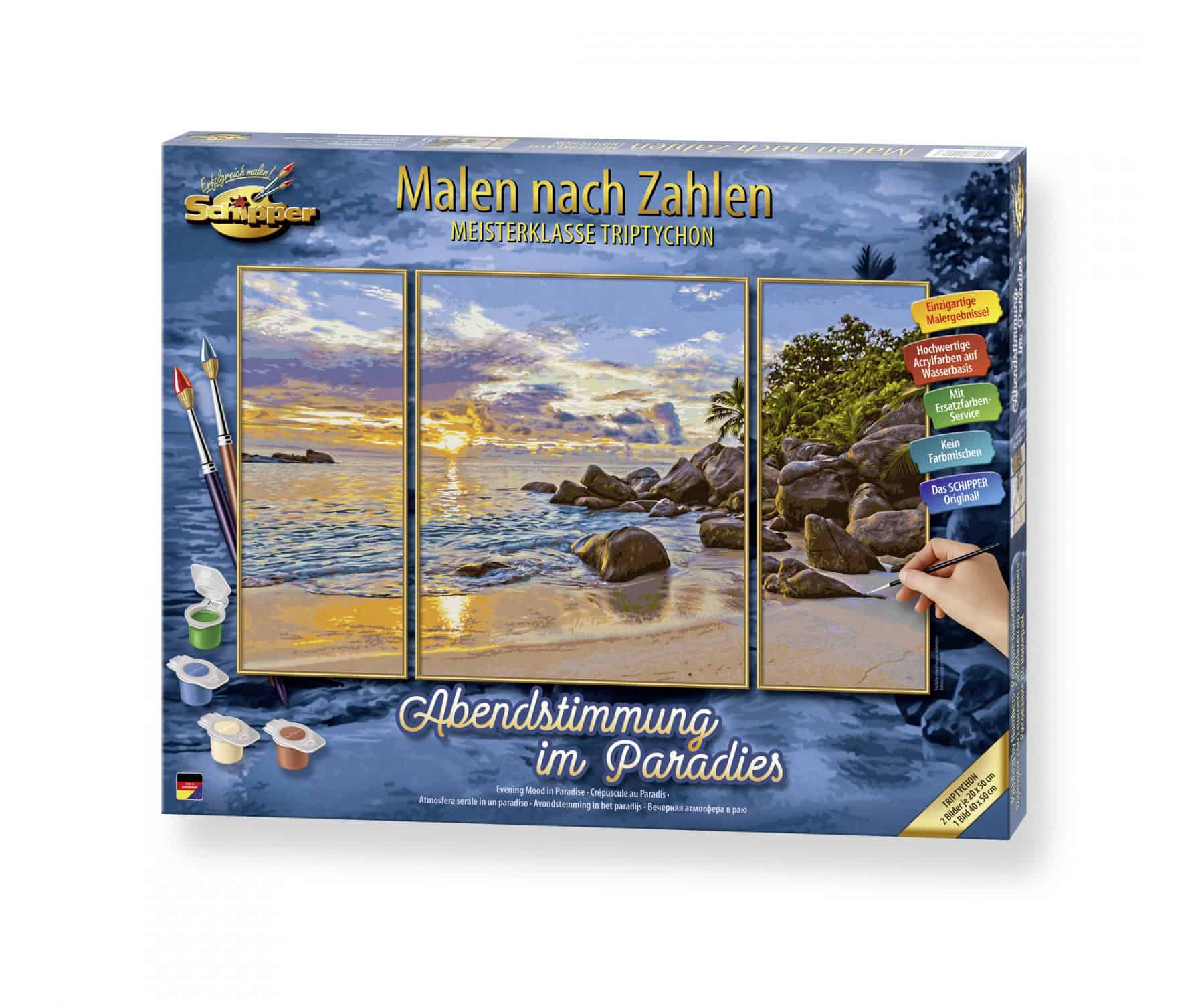 Kit Peinture Par Numéros Schipper "Ambiance Du Soir" - Triptyque 50x80cm - Peintures Acryliques