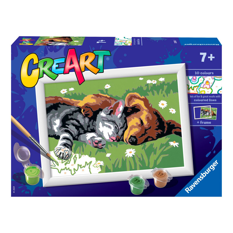 Peinture par numéros Ravensburger Creart - Chat Et Chien Endormi