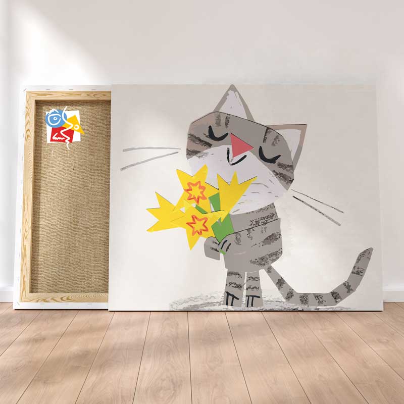 Petit Chat Au Bouquet Jaune